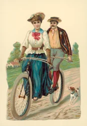 Frau und Mann auf einem Tandem